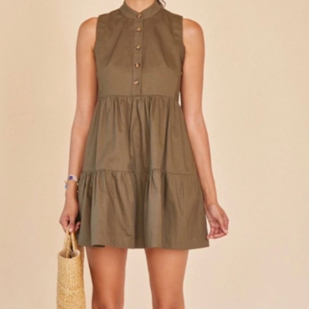 Hunter Bell Holland Tiered Mini Dress in Grape Leaf